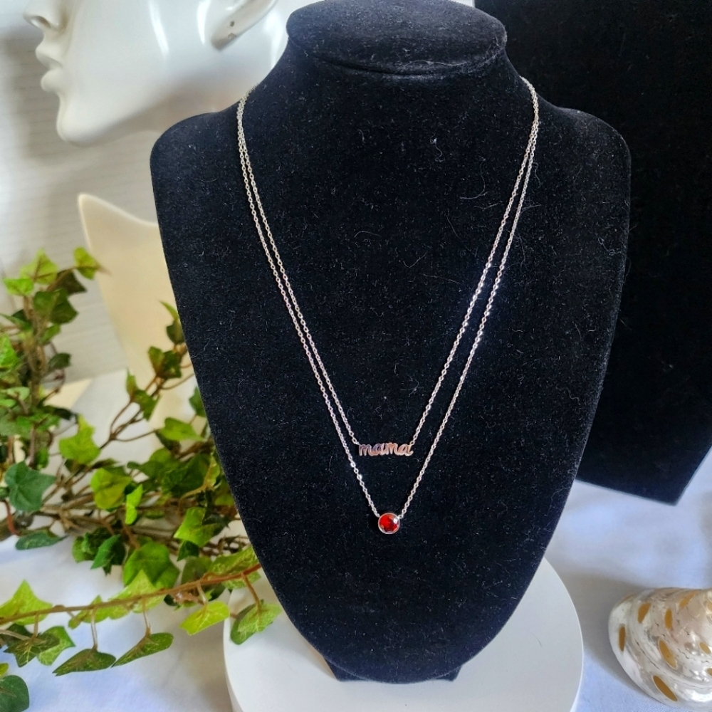 Silver Stainless Steel Double Strand MAMA Necklace New